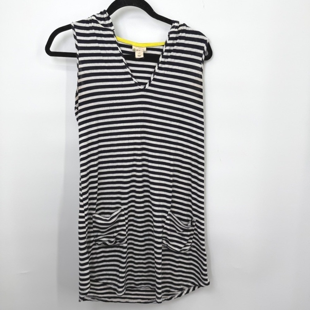 Dakini Sleeveless Hooded Dress Women XS Striped Nautical Beach Coastal Swim